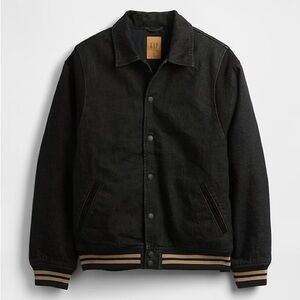 GAP Oversized Varsity Denim Jacket - Large Men’s Black Denim